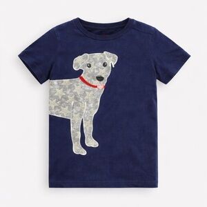 Baby Boden Navy Blue Star Dog Appliqué T Shirt Size 18-24 Months